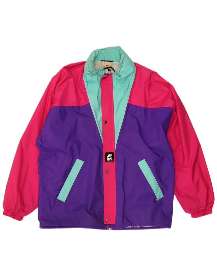 Męska kurtka przeciwdeszczowa K-Way UK 40, duża, wielobarwna, z blokami kolorów, poliamid