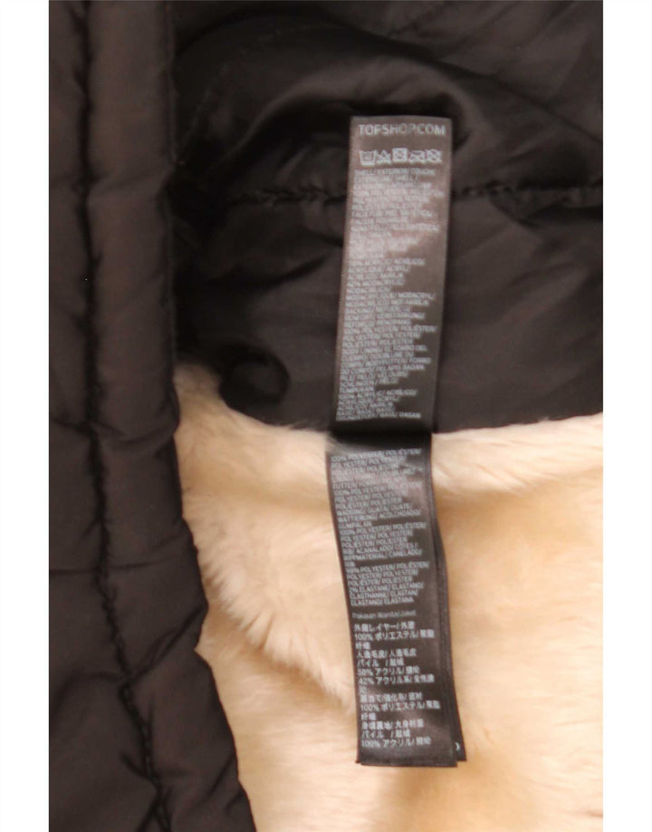 Damska kurtka z kapturem, oversize, wyściełana Topshop UK 8, mała, czarna, poliester