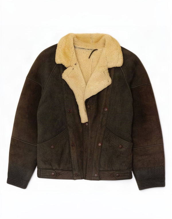 Vintage Mens Shearling Jacket IT 50 Large Black