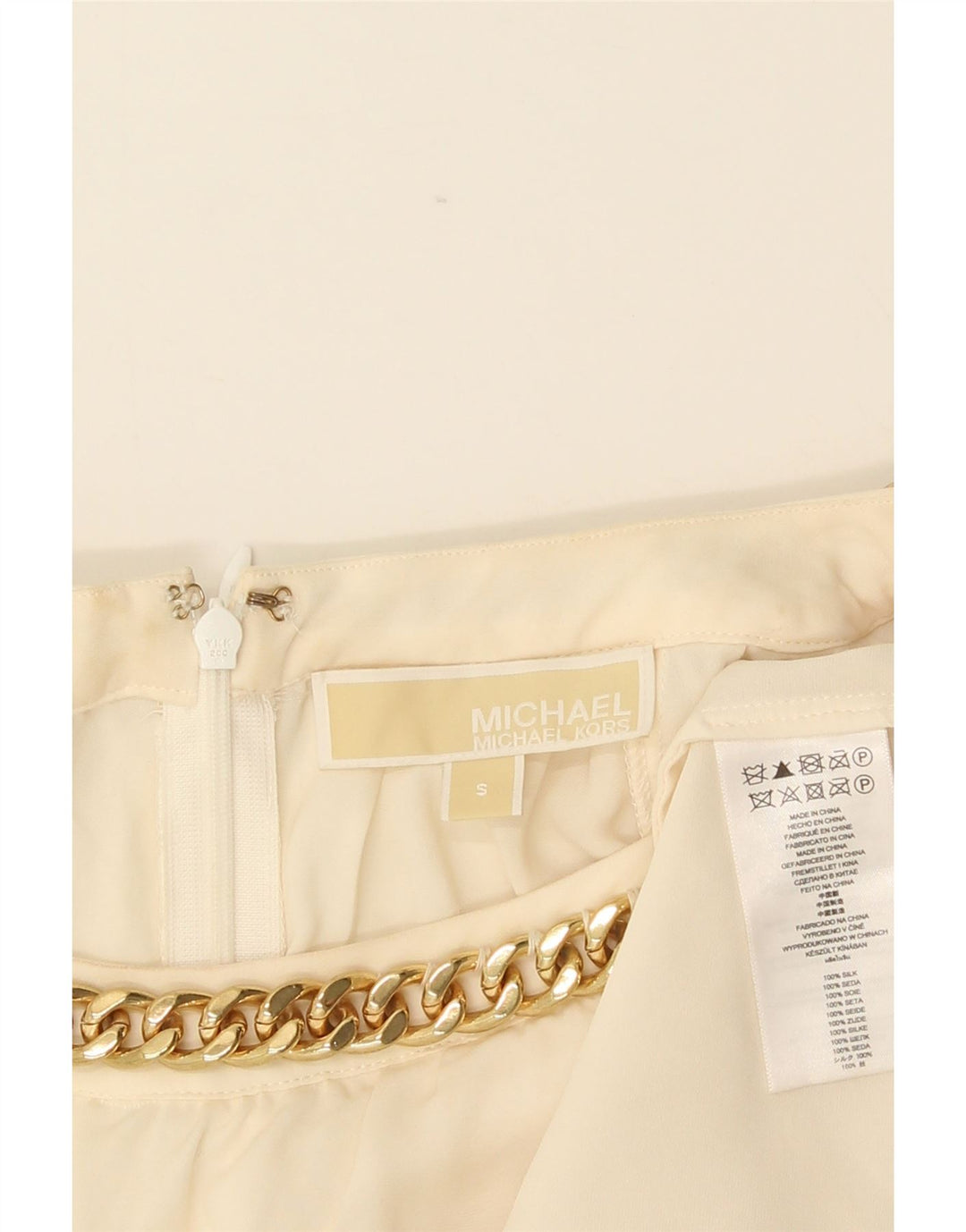 Damska bluzka bez rękawów Michael Kors Top UK 10 Small Off White Silk
