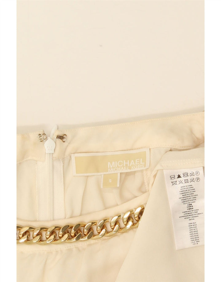 Damska bluzka bez rękawów Michael Kors Top UK 10 Small Off White Silk
