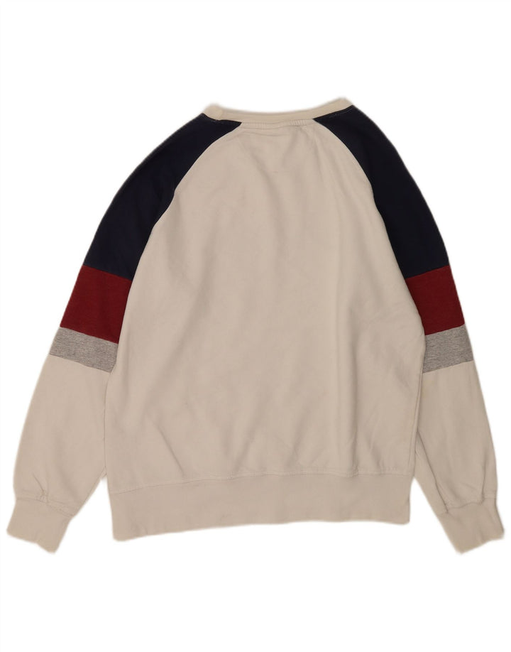 Męska bluza z grafiką Ellesse, mała, biała, bawełniana w bloki kolorów