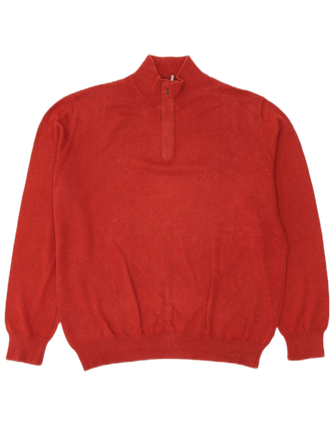 MASSIMO DUTTI Męski sweter zapinany na zamek, duży, czerwony, bawełniany