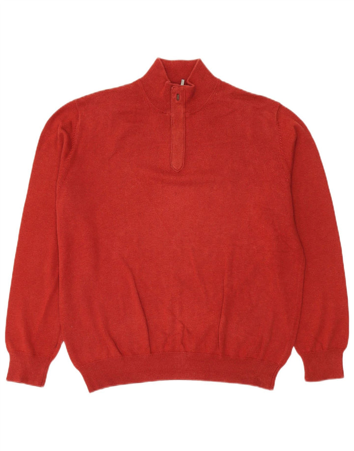 MASSIMO DUTTI Męski sweter zapinany na zamek, duży, czerwony, bawełniany