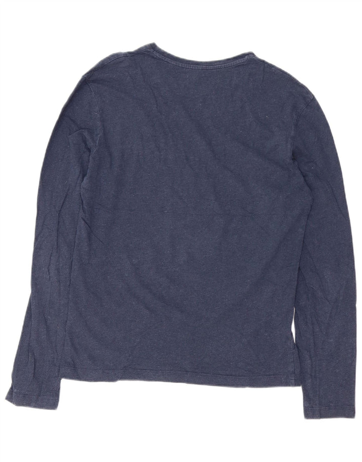 CALVIN KLEIN Męski top z grafiką z długim rękawem, mały, granatowy, bawełniany