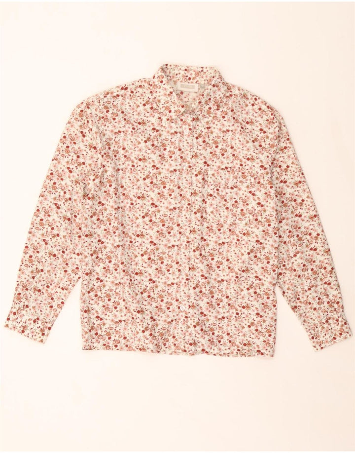 TIKIDA Womens Shirt UK 14 Medium Pink Floral Polyester Vintage TIKIDA and Second-Hand TIKIDA from Messina Hembry 