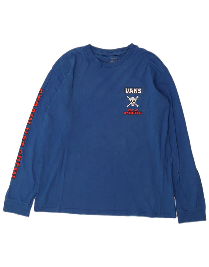 Chłopięcy top VANS ze słomkowym kapeluszem i okrągłym dekoltem, z długim rękawem, 14-15 lat, XL, niebieski