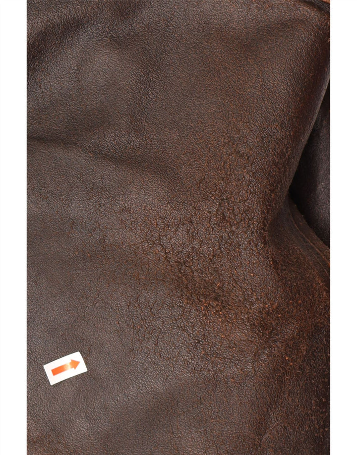 Męska kurtka skórzana ALAN GORDON IT 52 XL, brązowa skóra