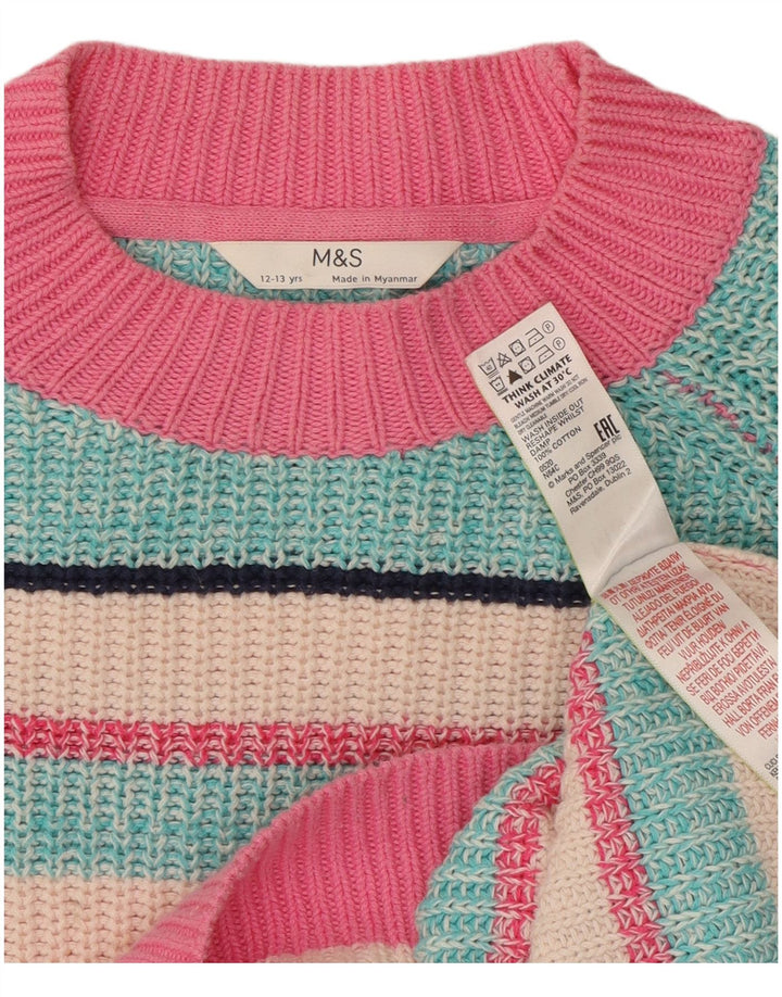 Sweter dziewczęcy Marks & Spencer z okrągłym dekoltem, 12-13 lat, wielokolorowy