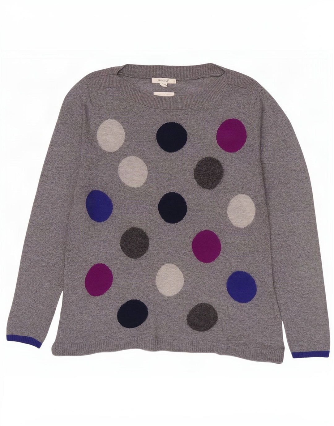 Damski sweter z dekoltem w łódkę White Stuff UK 10, mały, szary, geometryczny