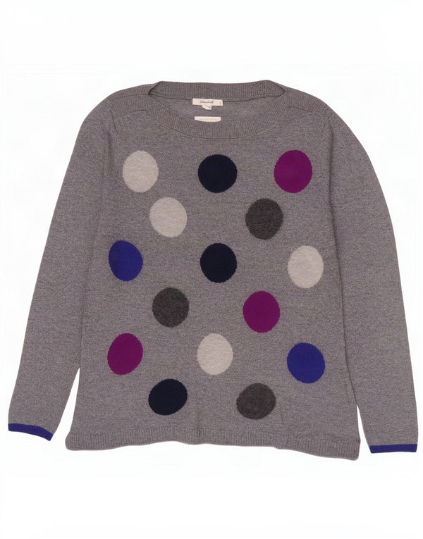 Damski sweter z dekoltem w łódkę White Stuff UK 10, mały, szary, geometryczny