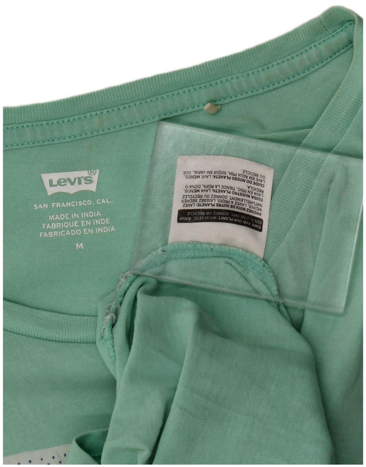 LEVI'S Womens Graphic T-Shirt Top UK 12 Medium Green