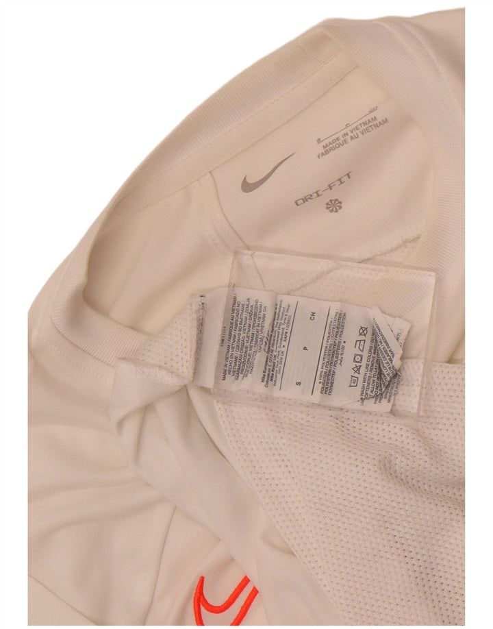 Męski T-shirt Nike Dri Fit, mały, biały, poliestrowy blok kolorów