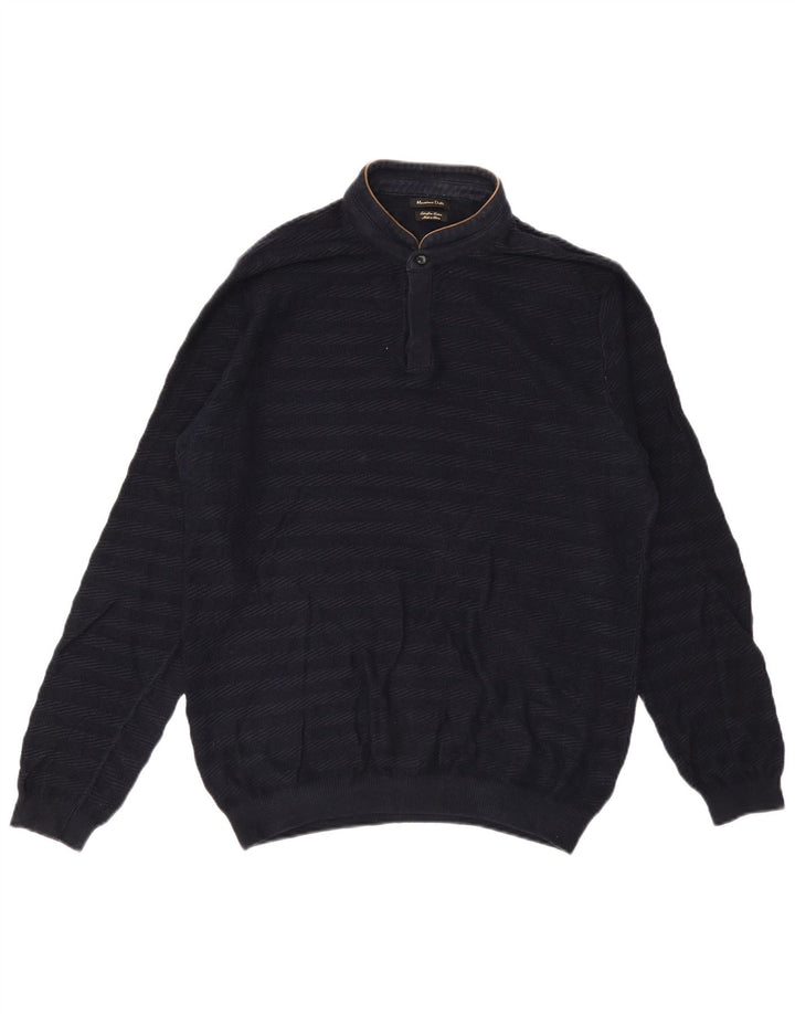 Męski sweter zapinany na guziki Massimo Dutti w duże granatowe paski