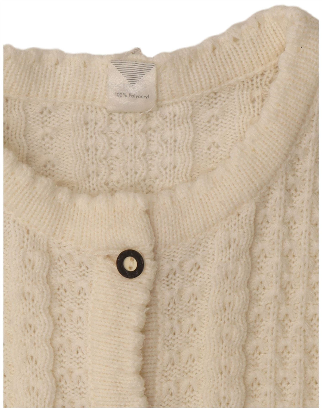 Sweter damski w stylu vintage, UK 16, duży, biały, poliakryl