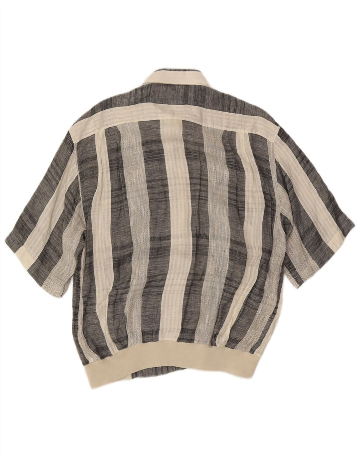 Koszula męska z krótkim rękawem w stylu vintage, średnie niebieskie paski
