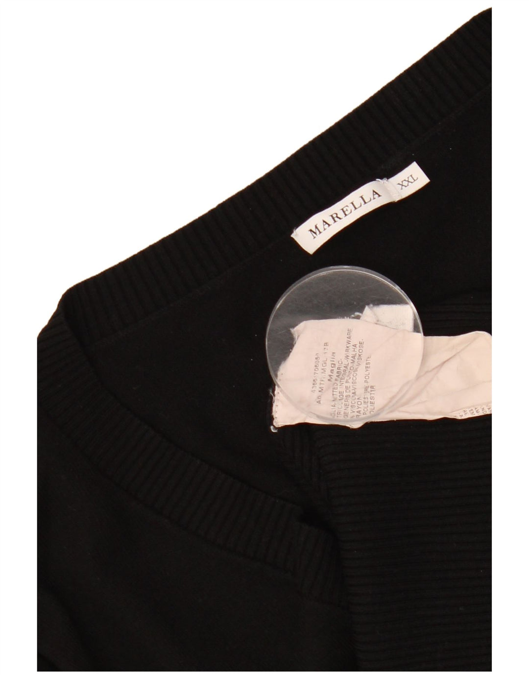 MARELLA Damski sweter wojskowy z dekoltem w kształcie litery V UK 20 2XL Czarna wiskoza