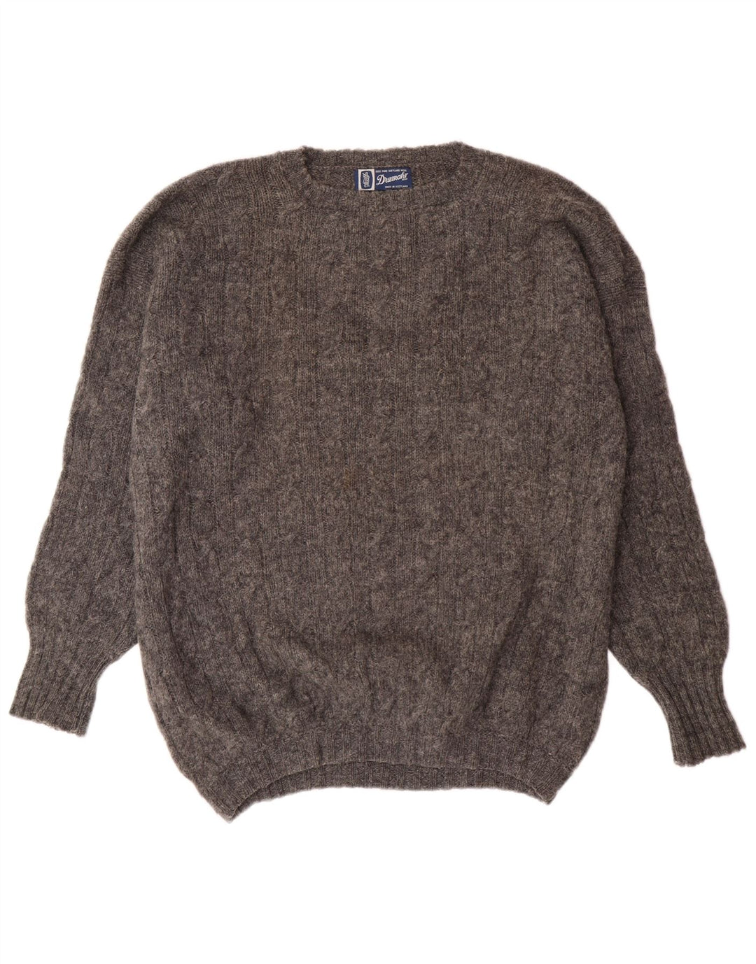 Drumohr Męski sweter z okrągłym dekoltem XL, szara wełna