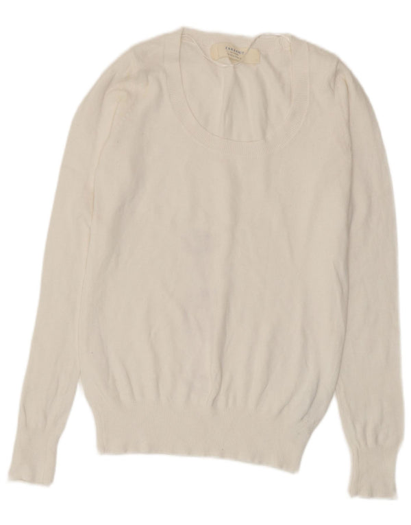 Sweter damski Zara z dekoltem w łódkę UK 12, średni biały bawełniany