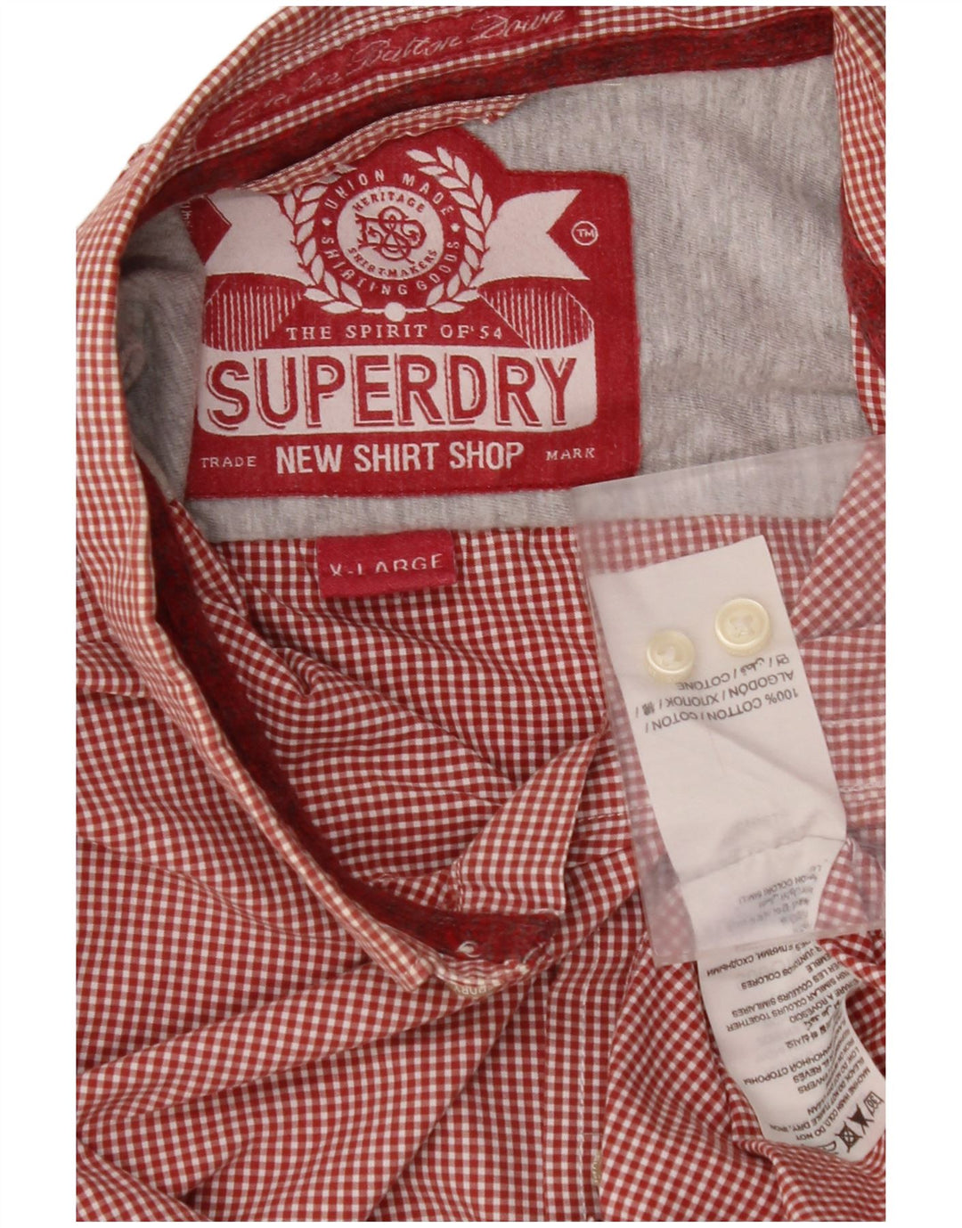 SUPERDRY Koszula męska XL, bawełniana czerwona kratka