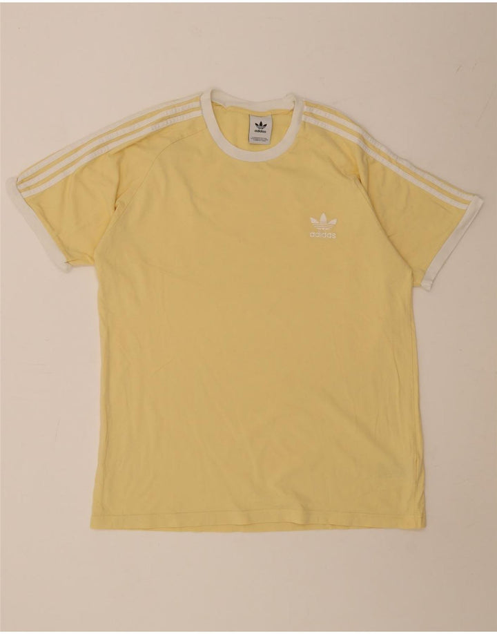 Adidas Męski T-Shirt Top Duży Żółty Bawełniany