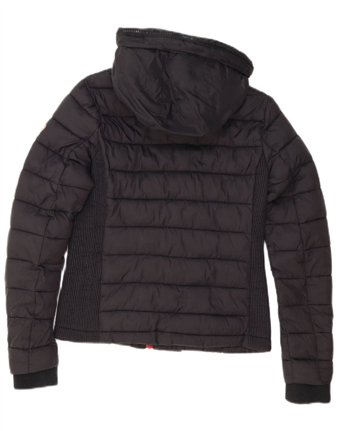 Damska wyściełana kurtka z kapturem Superdry UK 12, średni czarny nylon