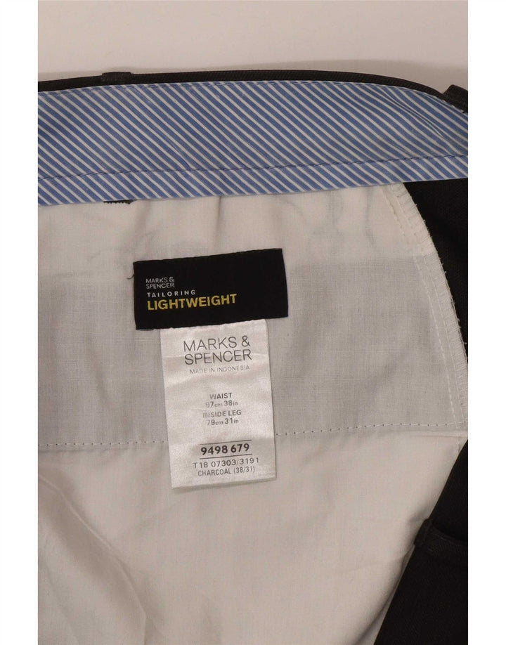 Marks & Spencer Męskie proste spodnie garniturowe W38 L31 Szary poliester