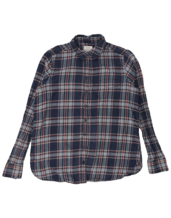 Damska koszula flanelowa oversize Fat Face UK 10, mała, bawełniana w kratę, granatowa