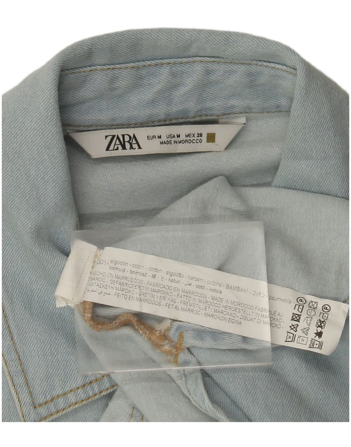 Damska koszula dżinsowa Zara Crop UK 14, średnia niebieska, bawełniana