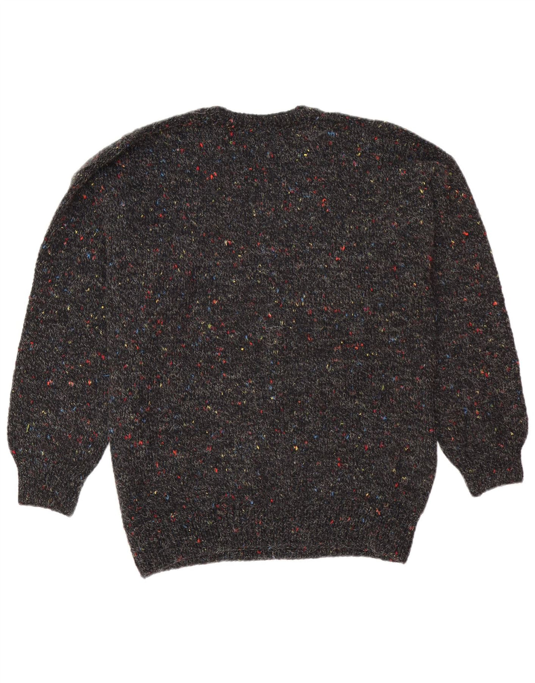 Vintage męski sweter z wycięciem pod szyją, duży, czarny nakrapiany