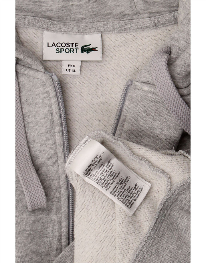 Męski sweter z kapturem i zamkiem LACOSTE, rozmiar 6 XL, szara bawełna