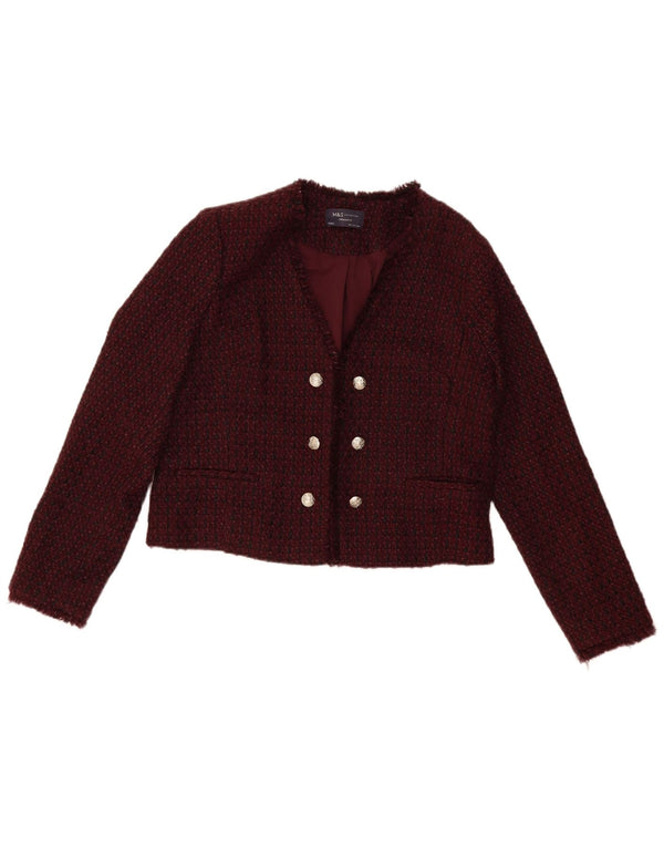 Marks & Spencer Womens Straight Fit Bolero Jacket UK 10 Small Burgundy