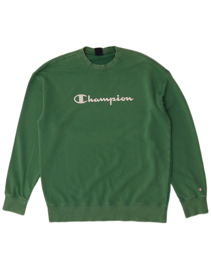 Męski sweter z grafiką Champion 2XL, zielony, bawełniany