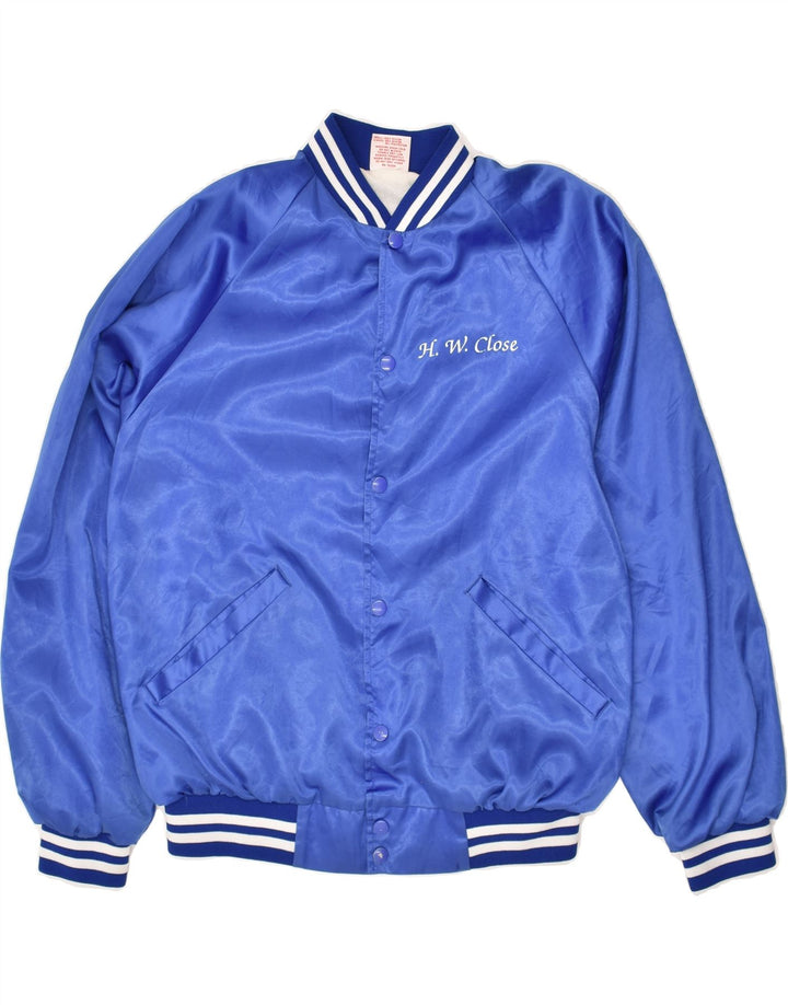 VINTAGE Mens Bomber Jacket UK 40 Large Blue Nylon Vintage Vintage and Second-Hand Vintage from Messina Hembry 