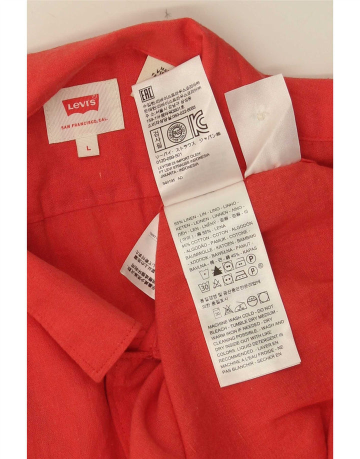 Koszula męska z krótkim rękawem Levi's, duża, czerwona, lniana