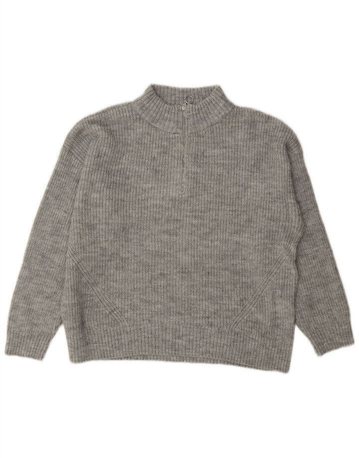 Marks & Spencer Damski sweter z zamkiem błyskawicznym UK 14, duży, szary, nakrapiany