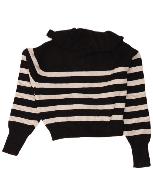 Damski sweter Zara z krótkim rękawem i zamkiem błyskawicznym UK 16, duże, czarne paski, wiskoza