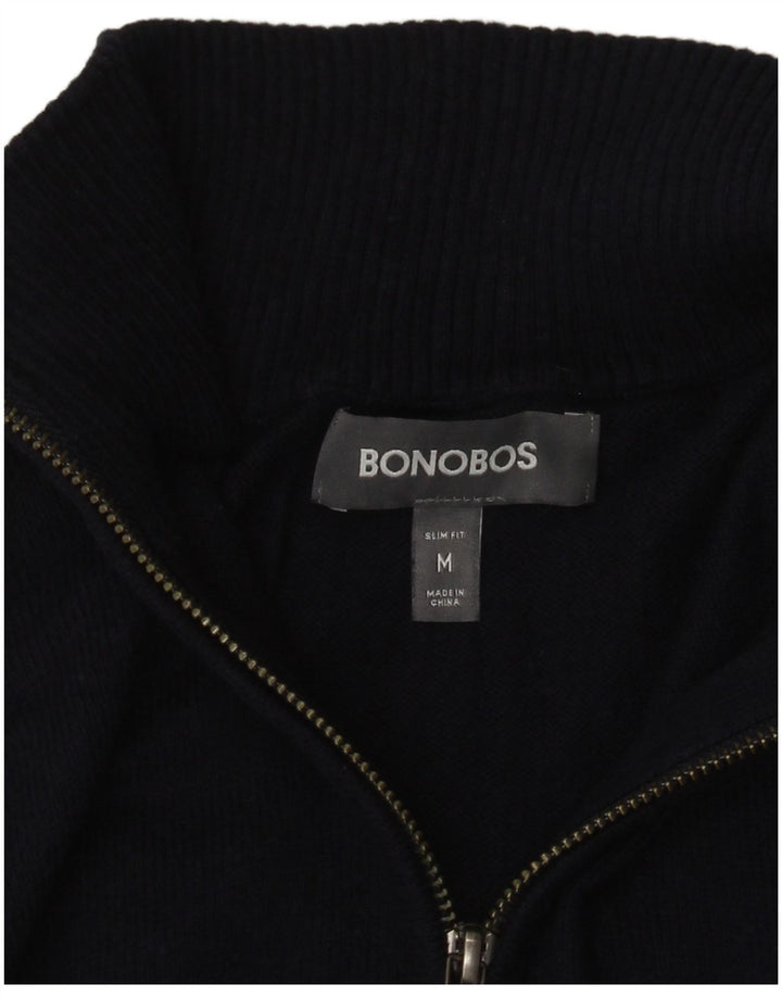 BONOBOS Męski sweter slim fit z zamkiem błyskawicznym, średni granat