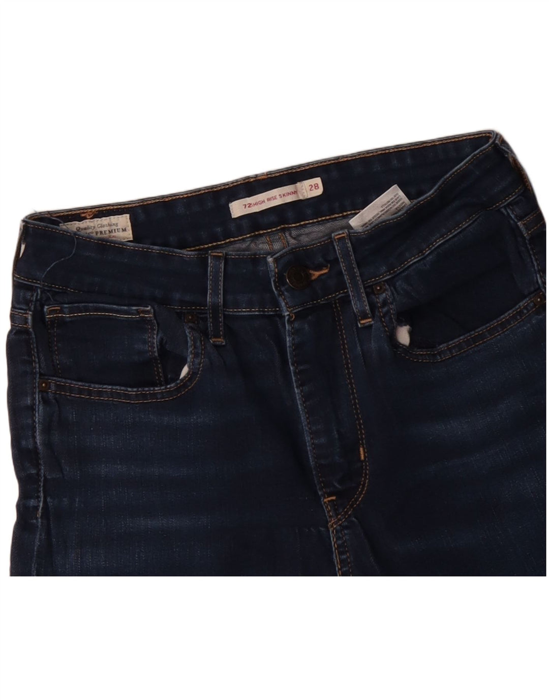 Damskie jeansy LEVI'S 721 z wysokim stanem W28 L28 Granatowa bawełna