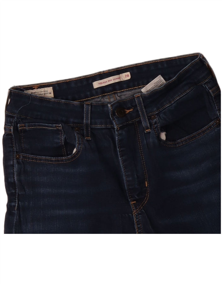 Damskie jeansy LEVI'S 721 z wysokim stanem W28 L28 Granatowa bawełna