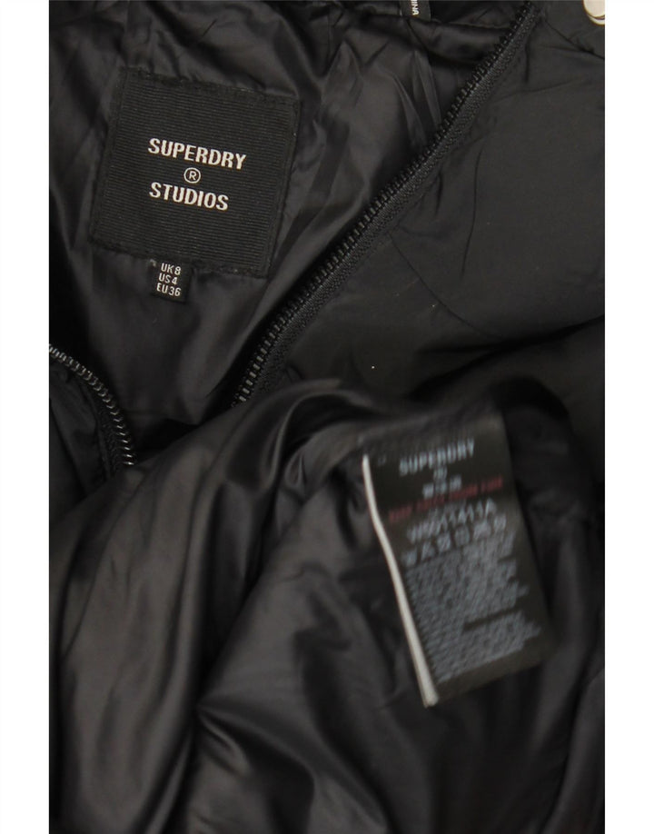 Damski płaszcz oversize Superdry z wypełnieniem UK 8, mały, czarny poliester