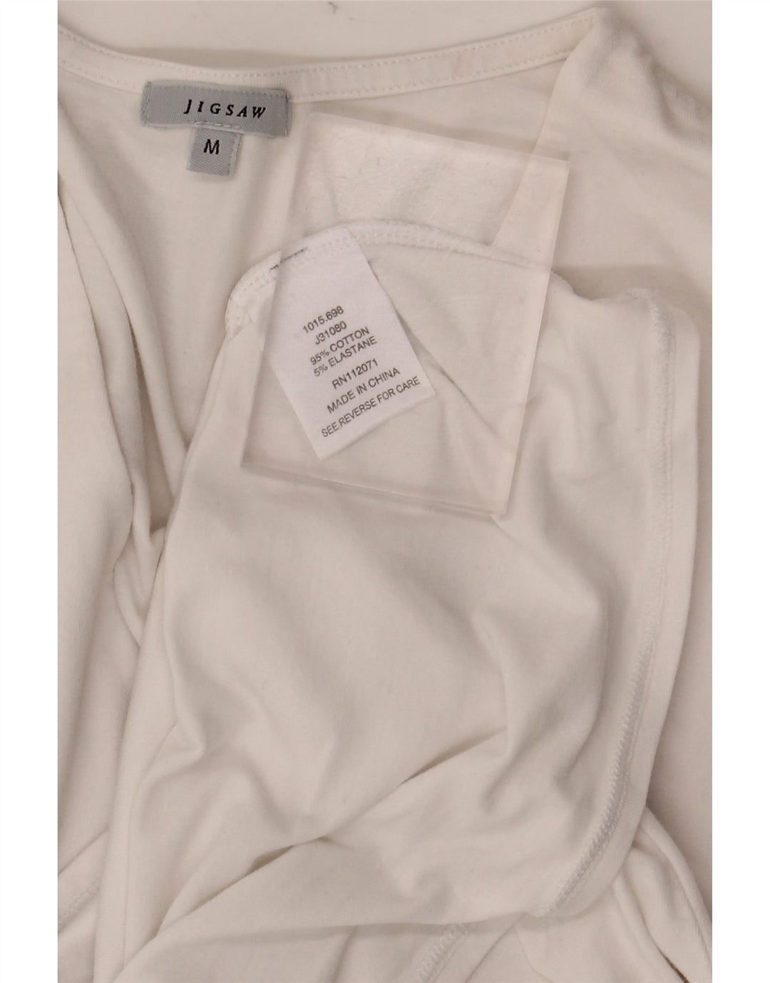 Damski top JIGSAW z długim rękawem, UK 12, średnia biała bawełna