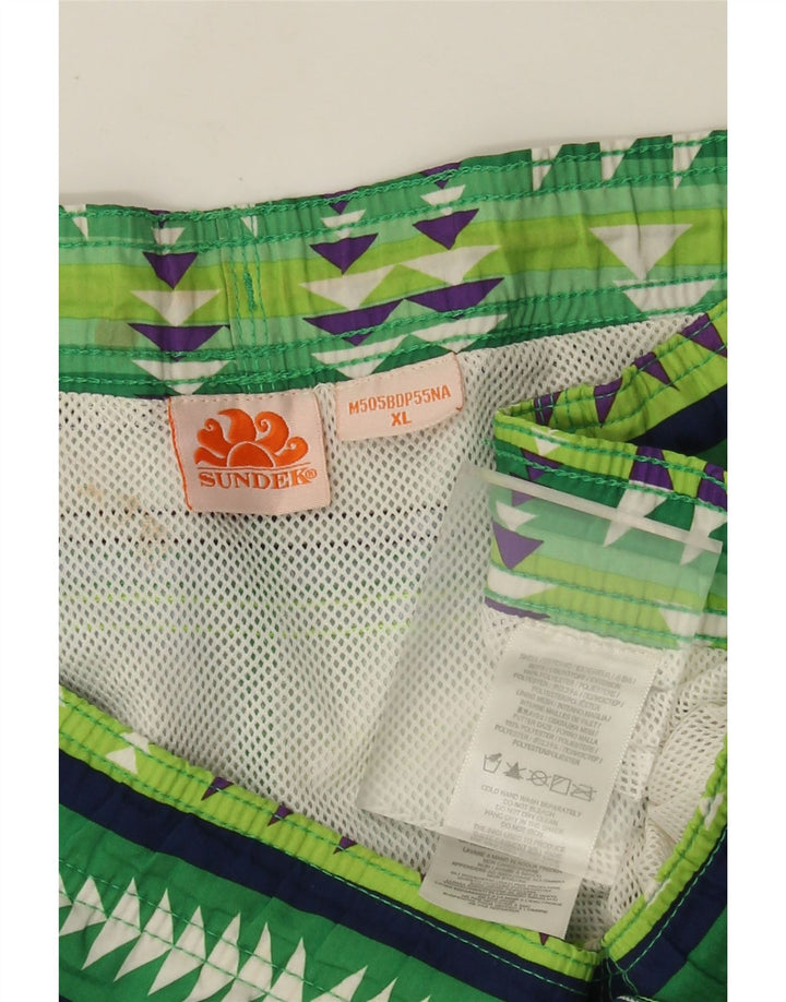 Męskie spodenki kąpielowe Sundek XL, zielony, geometryczny poliester