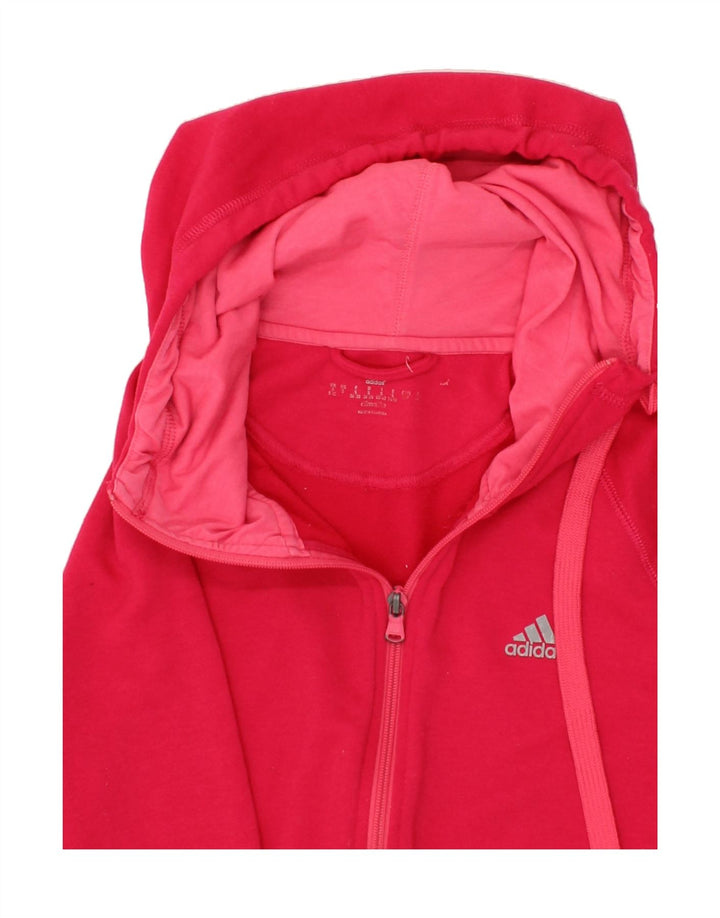 ADIDAS Womens Zip Hoodie Sweater UK 8/10 Small Pink Polyester Vintage Adidas and Second-Hand Adidas from Messina Hembry 