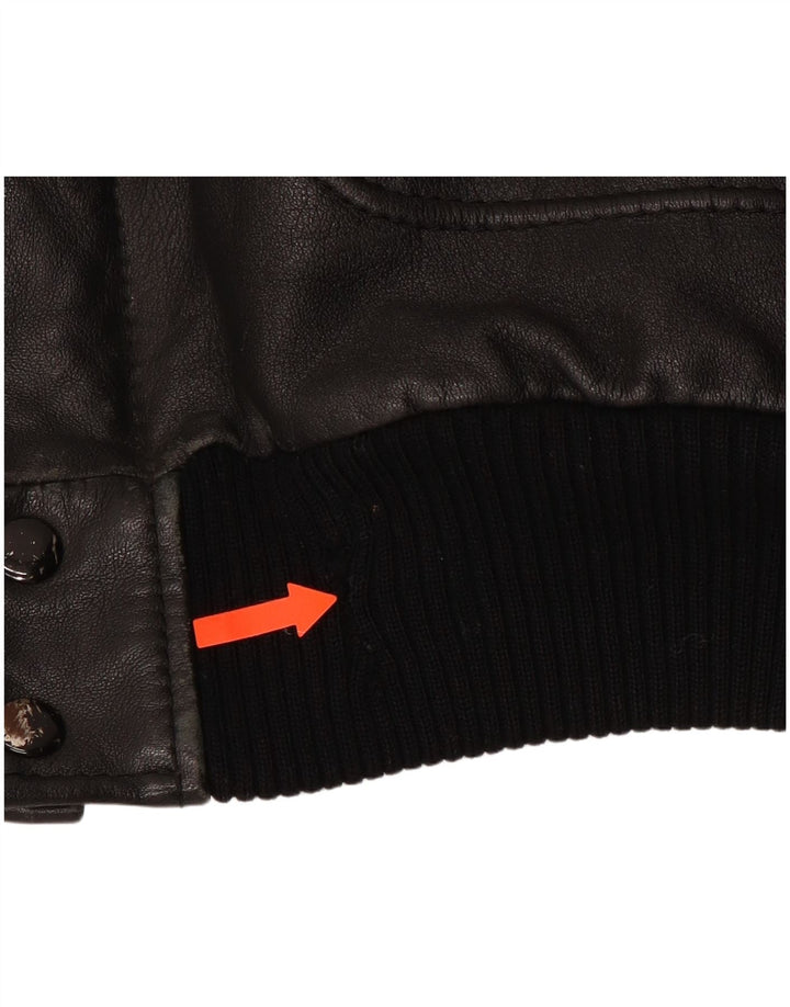 Męska kurtka wojskowa skórzana VINTAGE IT 54 2XL czarna skóra