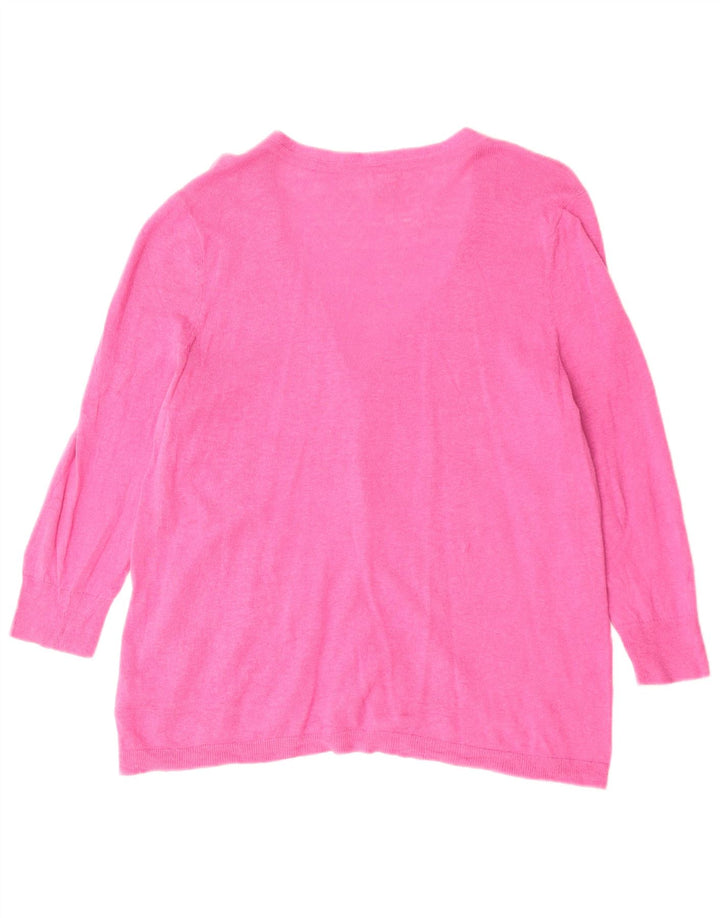 Damski sweter rozpinany z rękawem 3/4 Eddie Bauer UK 18 XL, różowa pościel