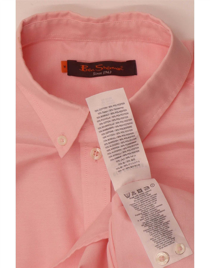 Męska koszula z krótkim rękawem Ben Sherman, średnio różowa, bawełniana