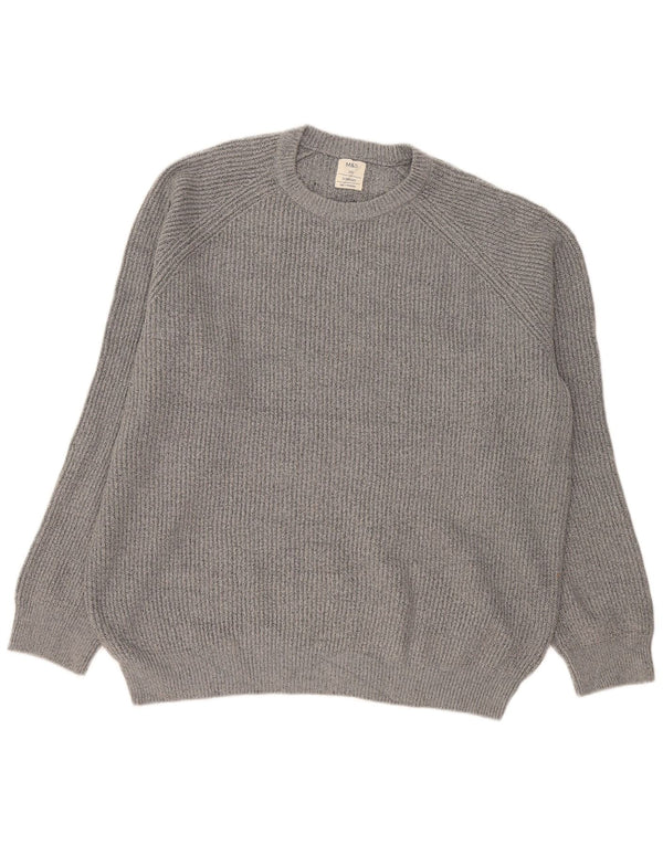 Marks & Spencer Męski sweter z okrągłym dekoltem 2XL Szary poliamid