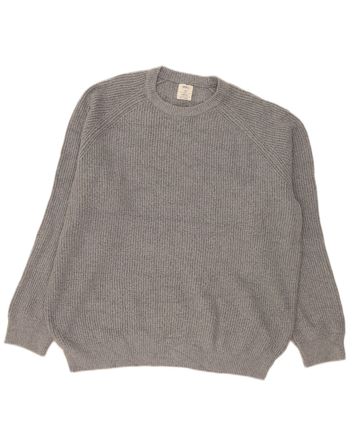 Marks & Spencer Męski sweter z okrągłym dekoltem 2XL Szary poliamid