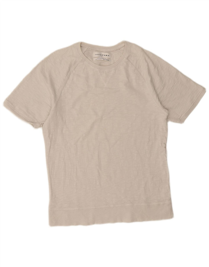 Męska koszulka T-shirt Zara, średnia, biała nakrapiana